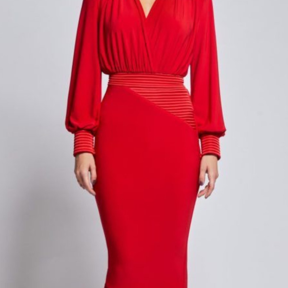 Zhivago Vibrant Red Lover Man Midi Length Dress